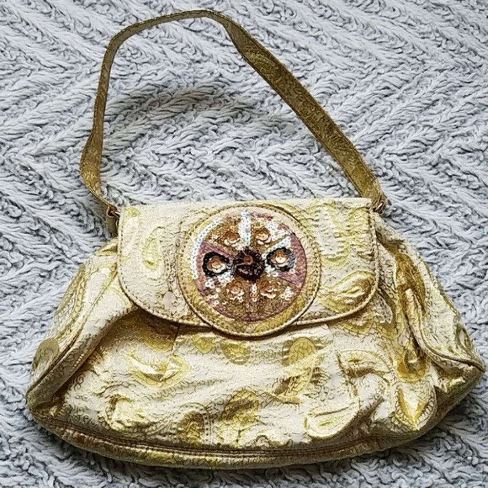 2 items Gold Paisley Wrap by Nicole Marciano and Vintage Paisley Handbag